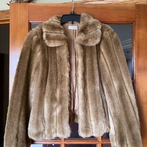 Faux fur short coat. Ann Taylor  size 4